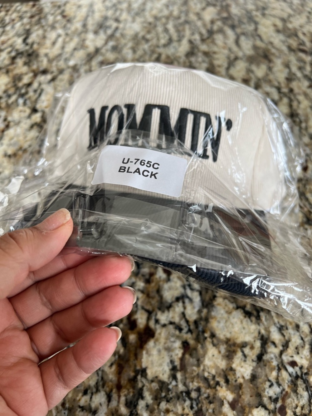 New Cream and Black 'Mommin'' Embroidered Cap - Picture 7 of 7